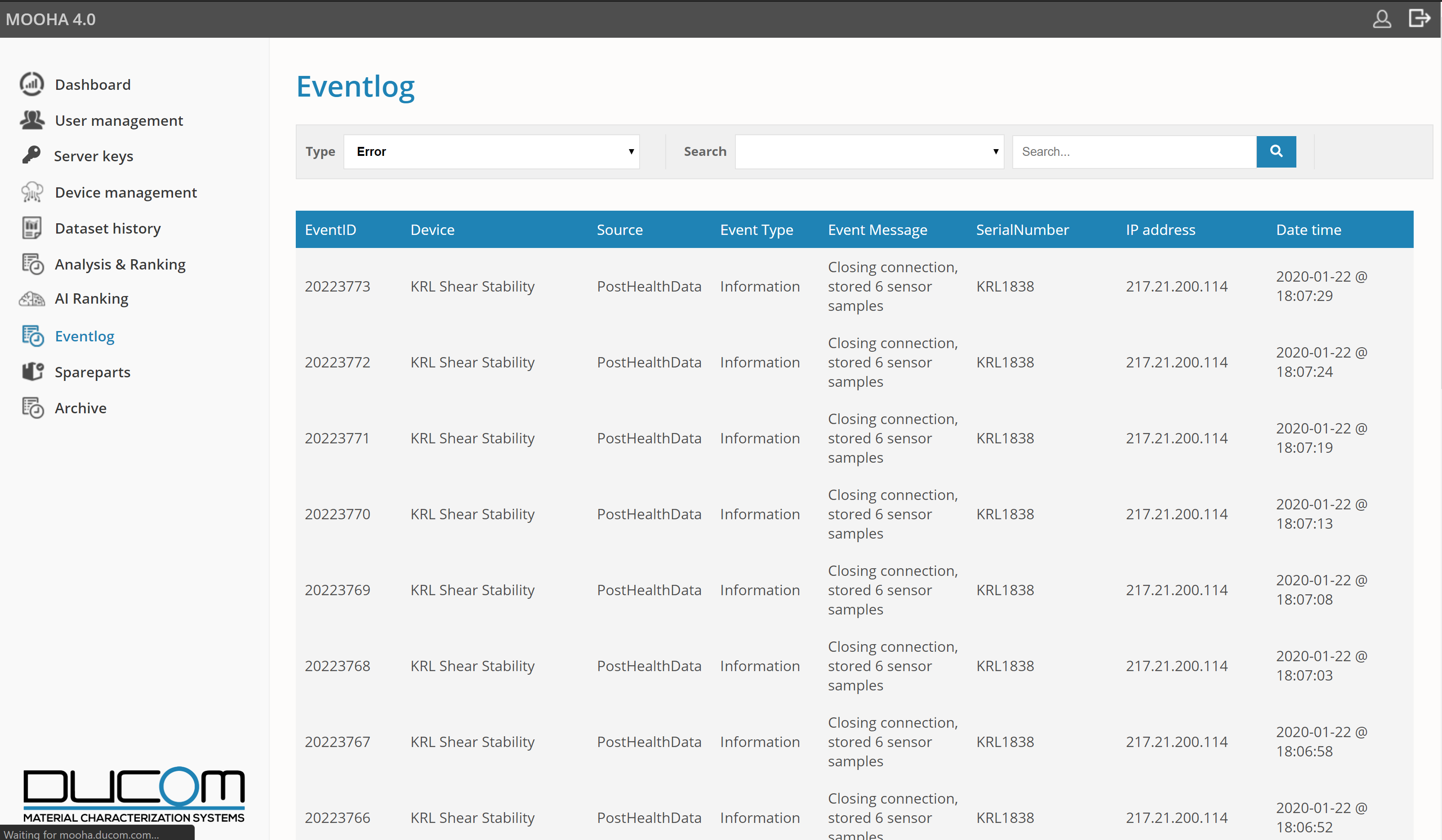 MOOHA - Event Log